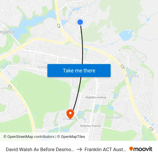 David Walsh Av Before Desmond Ln to Franklin ACT Australia map