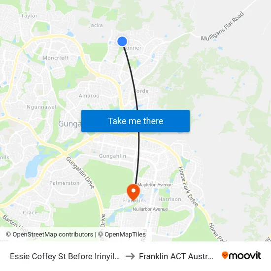 Essie Coffey St Before Irinyili St to Franklin ACT Australia map