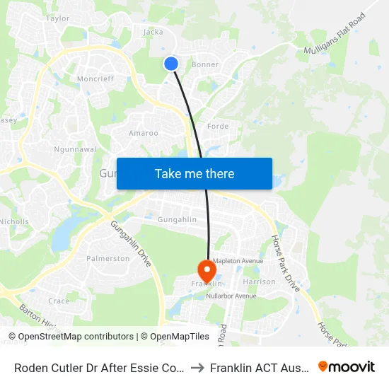 Roden Cutler Dr After Essie Coffey St to Franklin ACT Australia map
