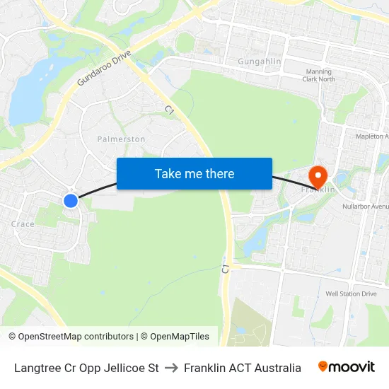 Langtree Cr Opp Jellicoe St to Franklin ACT Australia map