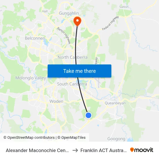 Alexander Maconochie Centre to Franklin ACT Australia map
