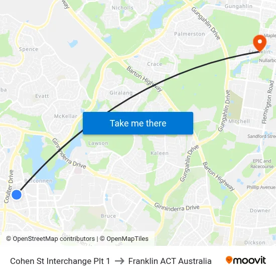Cohen St Interchange Plt 1 to Franklin ACT Australia map