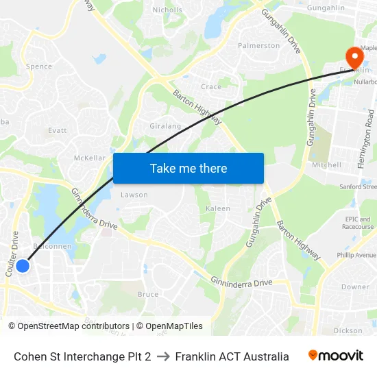 Cohen St Interchange Plt 2 to Franklin ACT Australia map