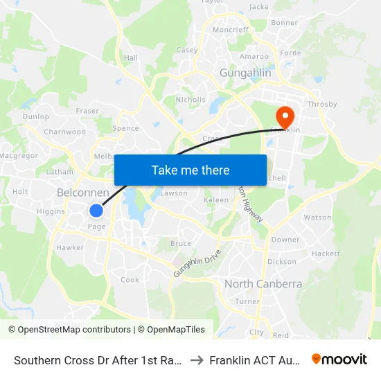Southern Cross Dr After 1st Ratcliffe St to Franklin ACT Australia map