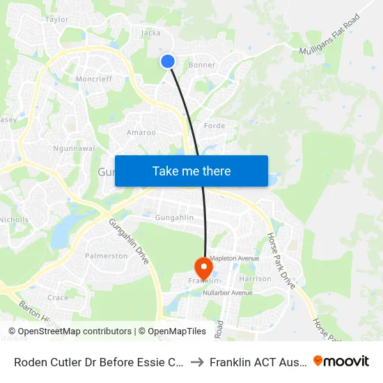 Roden Cutler Dr Before Essie Coffey St to Franklin ACT Australia map