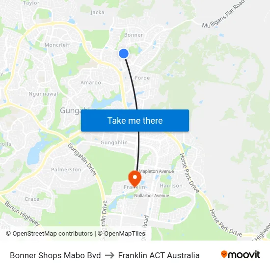 Bonner Shops Mabo Bvd to Franklin ACT Australia map