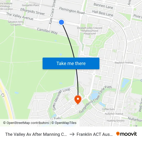 The Valley Av After Manning Clark Cr to Franklin ACT Australia map