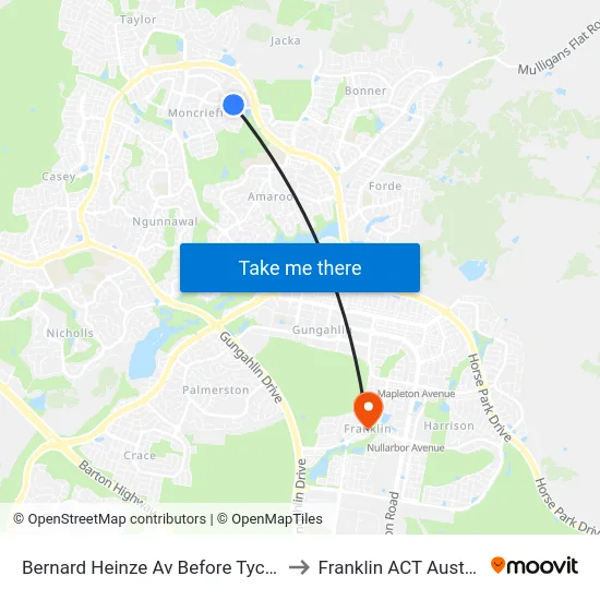 Bernard Heinze Av Before Tycho St to Franklin ACT Australia map