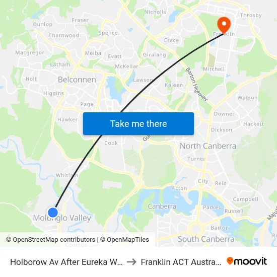 Holborow Av After Eureka Way to Franklin ACT Australia map