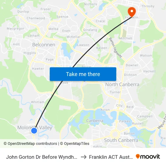John Gorton Dr Before Wyndham Av to Franklin ACT Australia map
