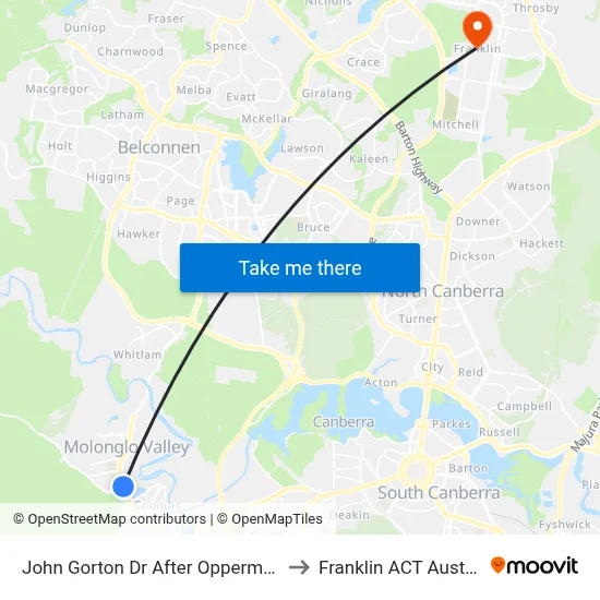 John Gorton Dr After Opperman Av to Franklin ACT Australia map