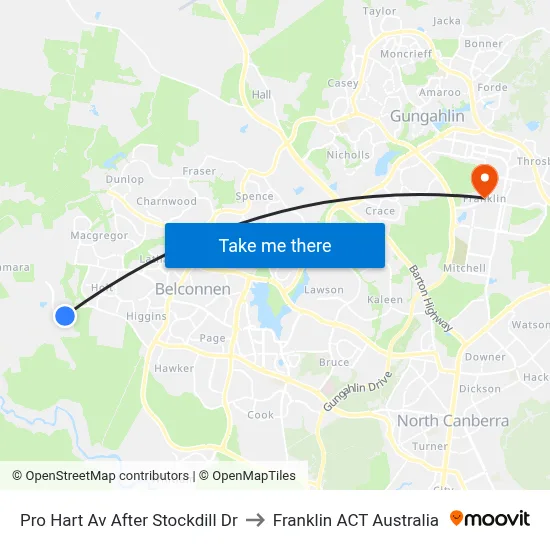 Pro Hart Av After Stockdill Dr to Franklin ACT Australia map