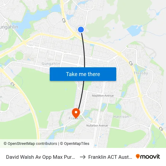 David Walsh Av Opp Max Purnell St to Franklin ACT Australia map