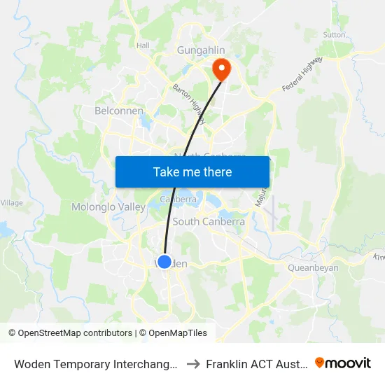 Woden Temporary Interchange Plt 2 to Franklin ACT Australia map