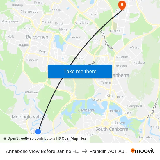 Annabelle View Before Janine Haines Tce to Franklin ACT Australia map