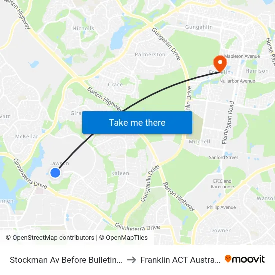Stockman Av Before Bulletin St to Franklin ACT Australia map