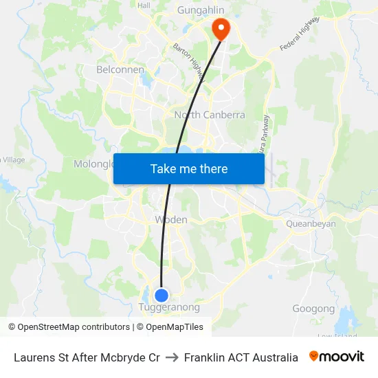 Laurens St After Mcbryde Cr to Franklin ACT Australia map