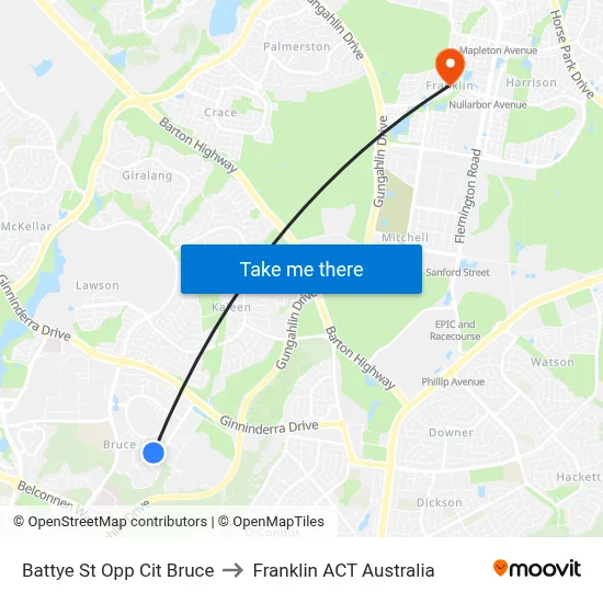 Battye St Opp Cit Bruce to Franklin ACT Australia map