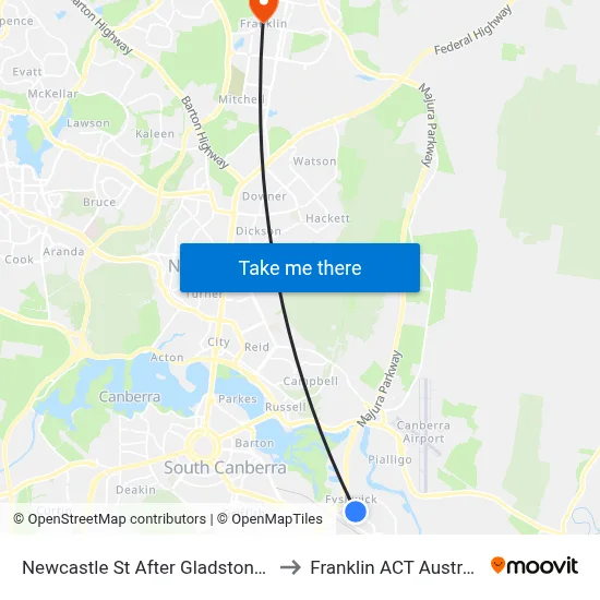 Newcastle St After Gladstone St to Franklin ACT Australia map