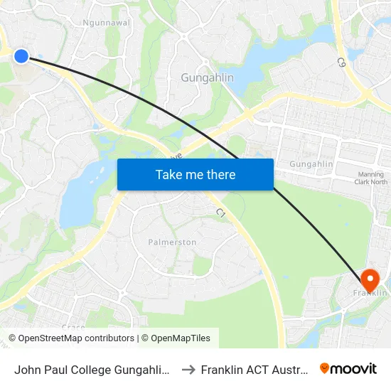 John Paul College Gungahlin Dr to Franklin ACT Australia map