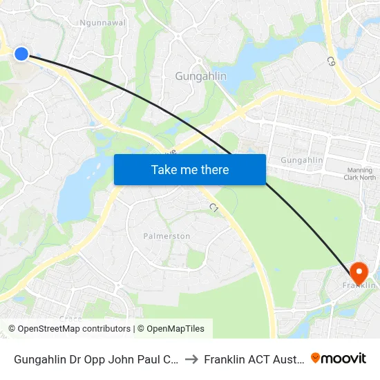 Gungahlin Dr Opp John Paul College to Franklin ACT Australia map