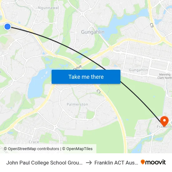John Paul College School Grounds Sso to Franklin ACT Australia map