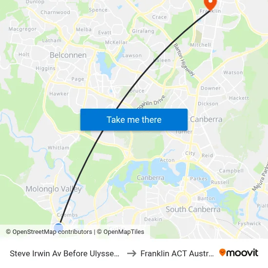 Steve Irwin Av Before Ulysses Cct to Franklin ACT Australia map
