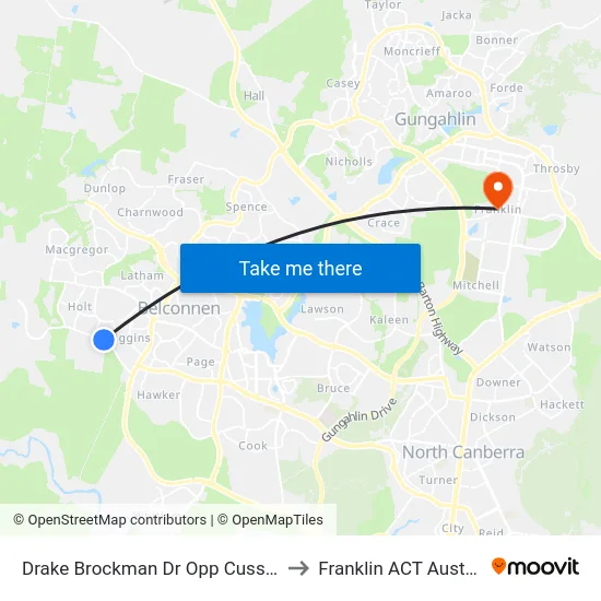 Drake Brockman Dr Opp Cussen St to Franklin ACT Australia map