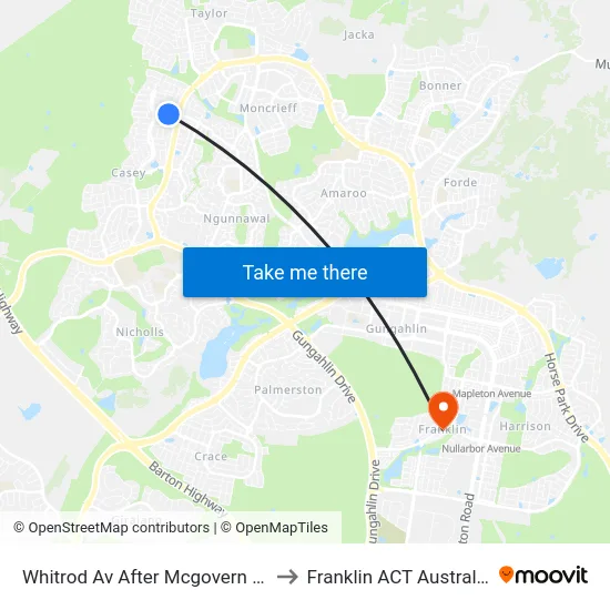 Whitrod Av After Mcgovern St to Franklin ACT Australia map