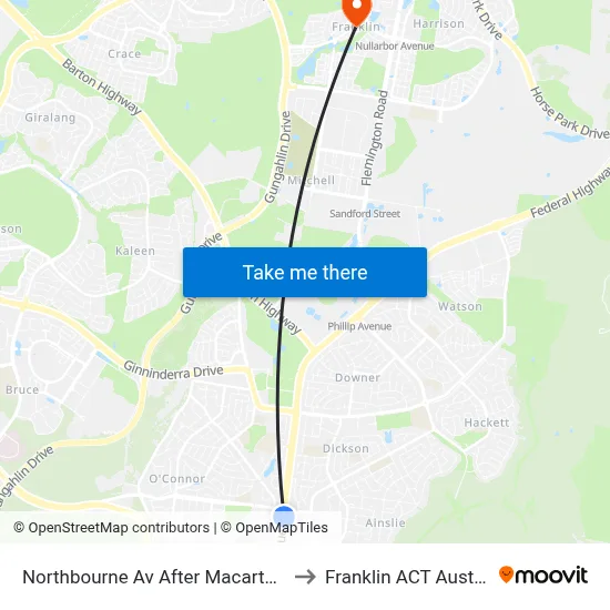 Northbourne Av After Macarthur Av to Franklin ACT Australia map