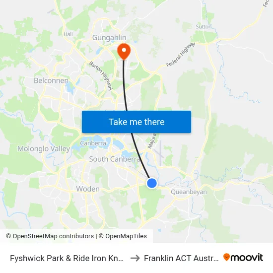 Fyshwick Park & Ride Iron Knob St to Franklin ACT Australia map