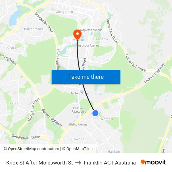 Knox St After Molesworth St to Franklin ACT Australia map