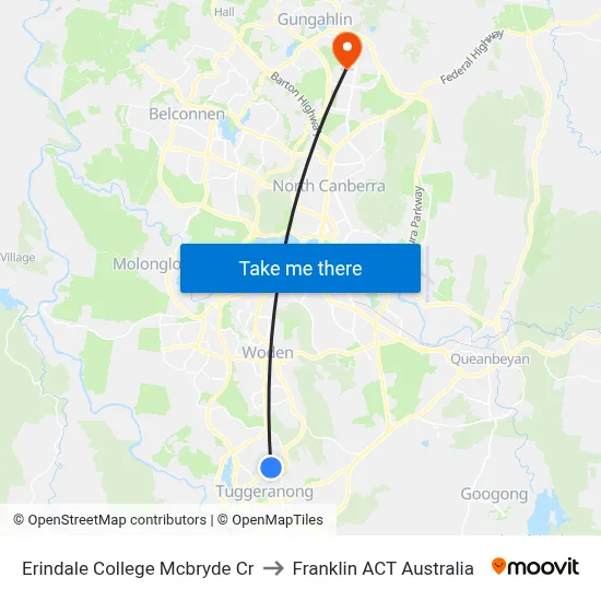 Erindale College Mcbryde Cr to Franklin ACT Australia map