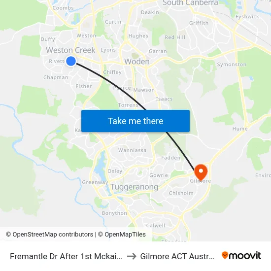 Fremantle Dr After 1st Mckail Cr to Gilmore ACT Australia map
