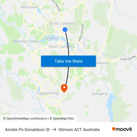 Ainslie Ps Donaldson St to Gilmore ACT Australia map
