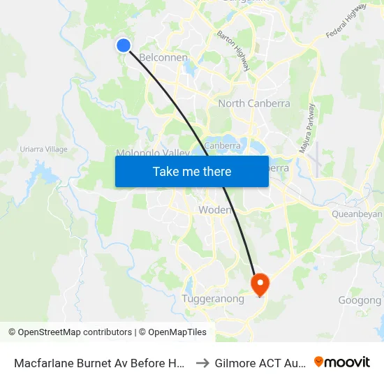 Macfarlane Burnet Av Before Hollows Cct to Gilmore ACT Australia map