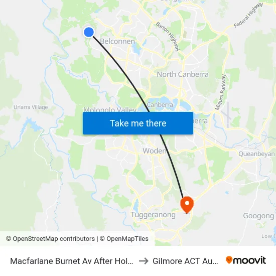Macfarlane Burnet Av After Hollows Cct to Gilmore ACT Australia map