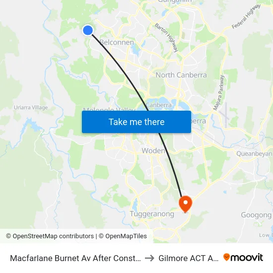 Macfarlane Burnet Av After Constance Stone St to Gilmore ACT Australia map