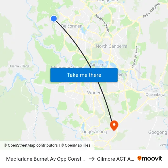 Macfarlane Burnet Av Opp Constance Stone St to Gilmore ACT Australia map