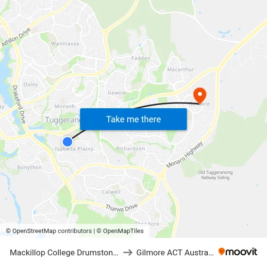 Mackillop College Drumston St to Gilmore ACT Australia map