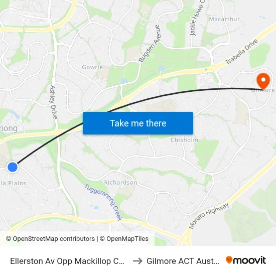 Ellerston Av Opp Mackillop College to Gilmore ACT Australia map