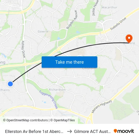Ellerston Av Before 1st Abercorn Cr to Gilmore ACT Australia map