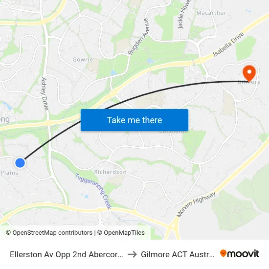Ellerston Av Opp 2nd Abercorn Cr to Gilmore ACT Australia map