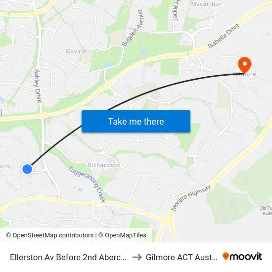 Ellerston Av Before 2nd Abercorn Cr to Gilmore ACT Australia map