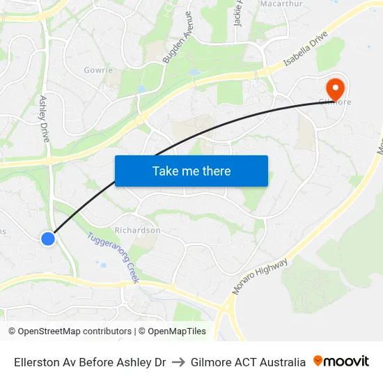 Ellerston Av Before Ashley Dr to Gilmore ACT Australia map
