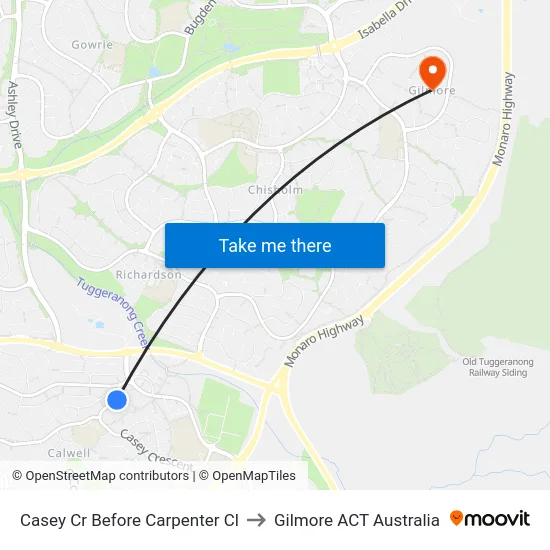 Casey Cr Before Carpenter Cl to Gilmore ACT Australia map