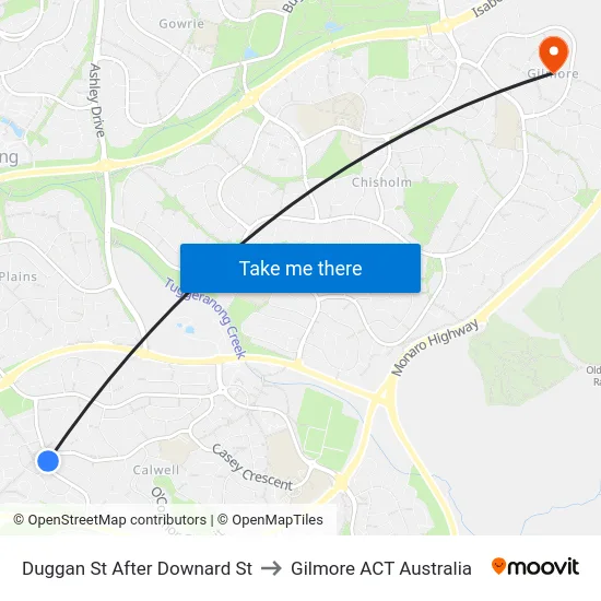 Duggan St After Downard St to Gilmore ACT Australia map