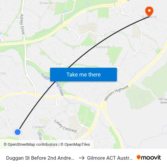 Duggan St Before 2nd Andrew Cr to Gilmore ACT Australia map