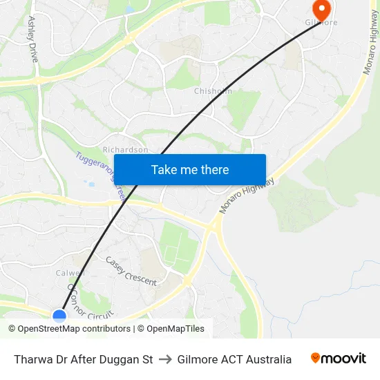 Tharwa Dr After Duggan St to Gilmore ACT Australia map