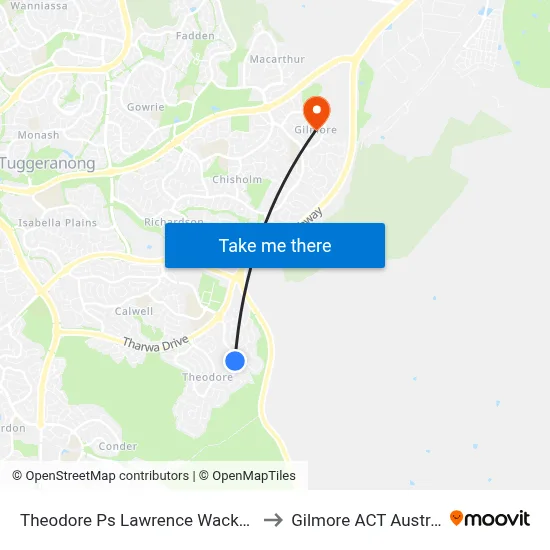 Theodore Ps Lawrence Wackett Cr to Gilmore ACT Australia map